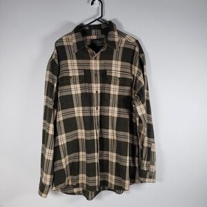 LL Bean Shirt Mens XL Reg Flannel Green Blue Plaid Long Sleeve Button Up